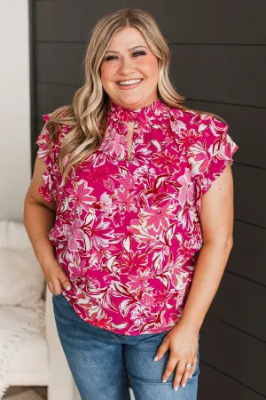 Enchanting Evenings Floral Blouse- Fuchsia