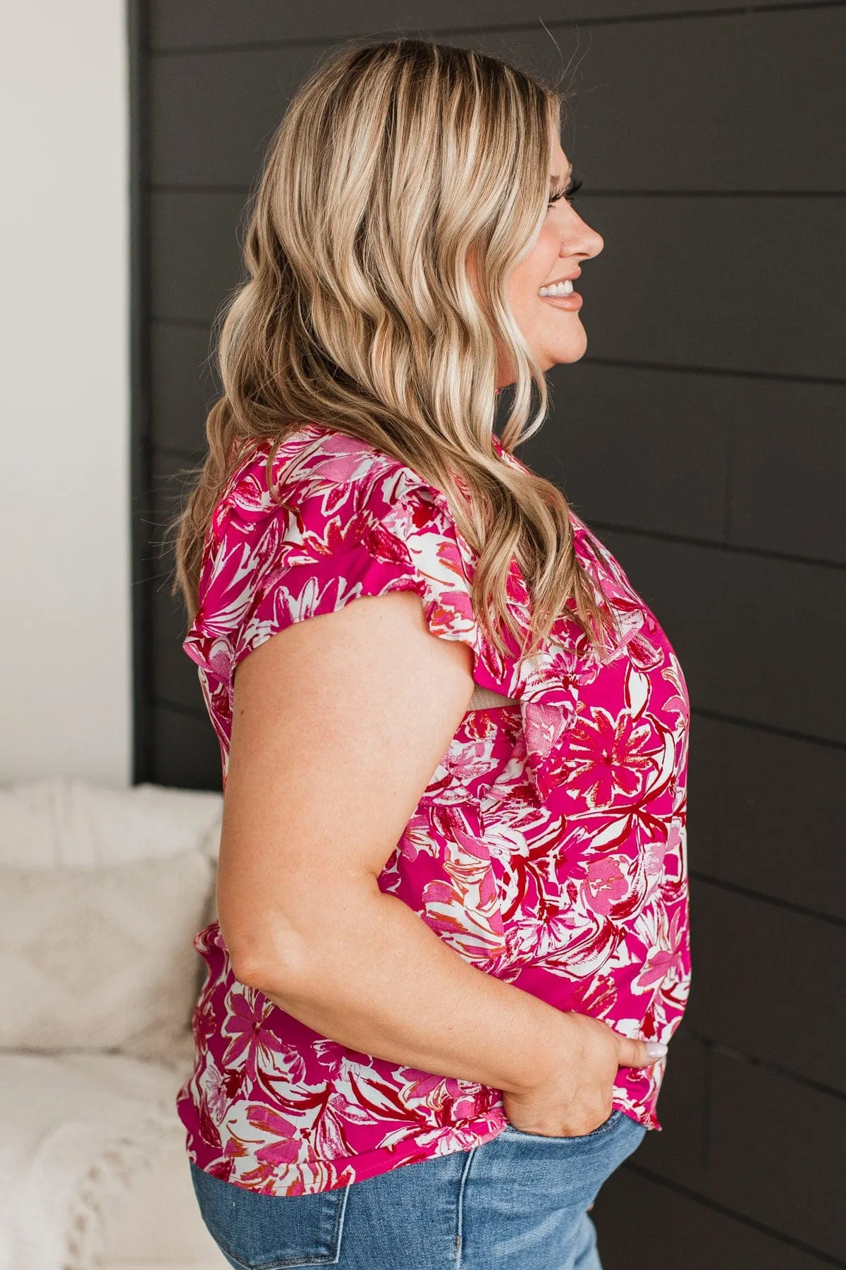 Enchanting Evenings Floral Blouse- Fuchsia