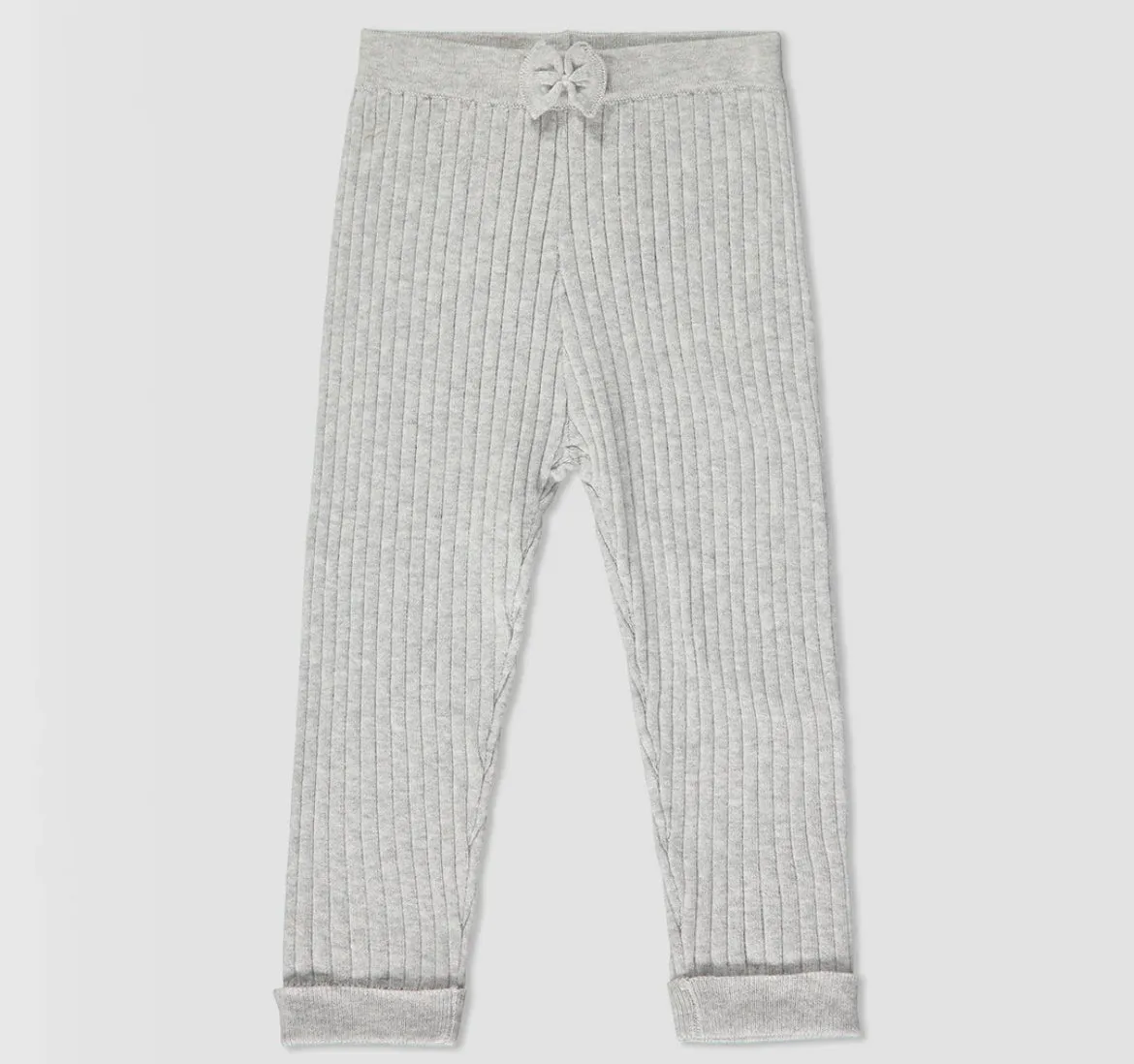 Ettie & H Ribbed Cotton Knit Leggings in Grey: Size NB to 7 Years