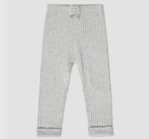 Ettie & H Ribbed Cotton Knit Leggings in Grey: Size NB to 7 Years