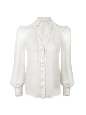 Evelyn Ruffle Shirt - Dove