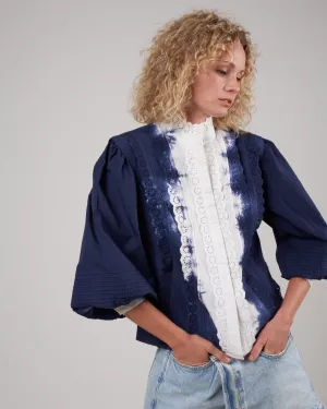 everlyn l/slv blouse  - indigo indigo