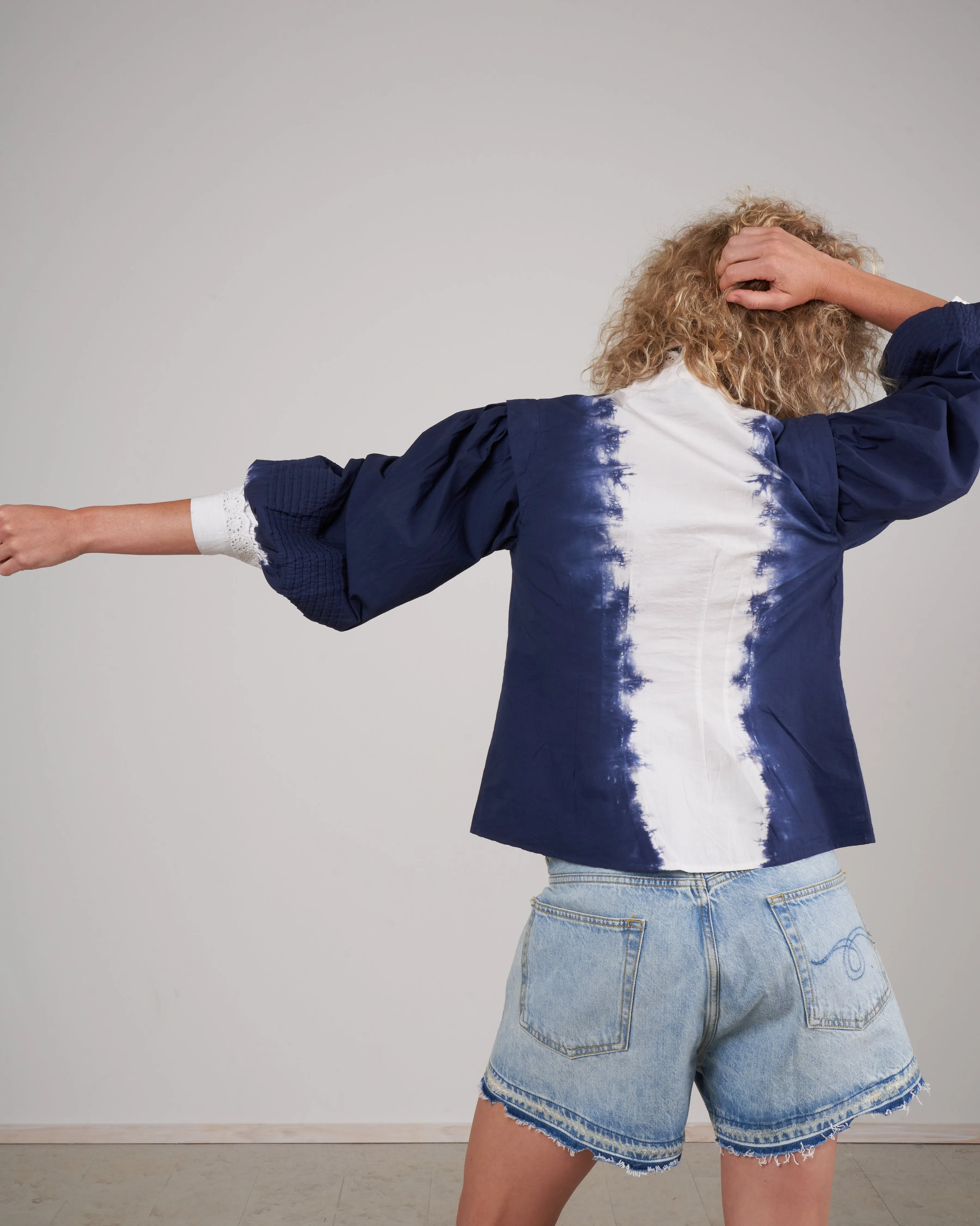 everlyn l/slv blouse  - indigo indigo