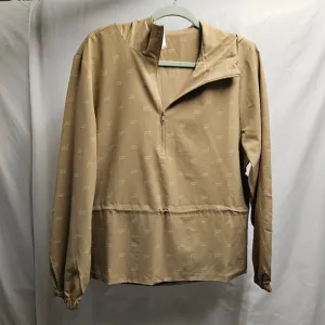 Fabletics windbreaker pull over neutral tan creme logo jacket hooded athletic M