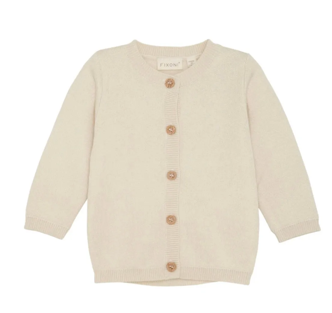 Fixoni Neutral Cotton Knit Cardigan for Baby: Sizes NB to 24M