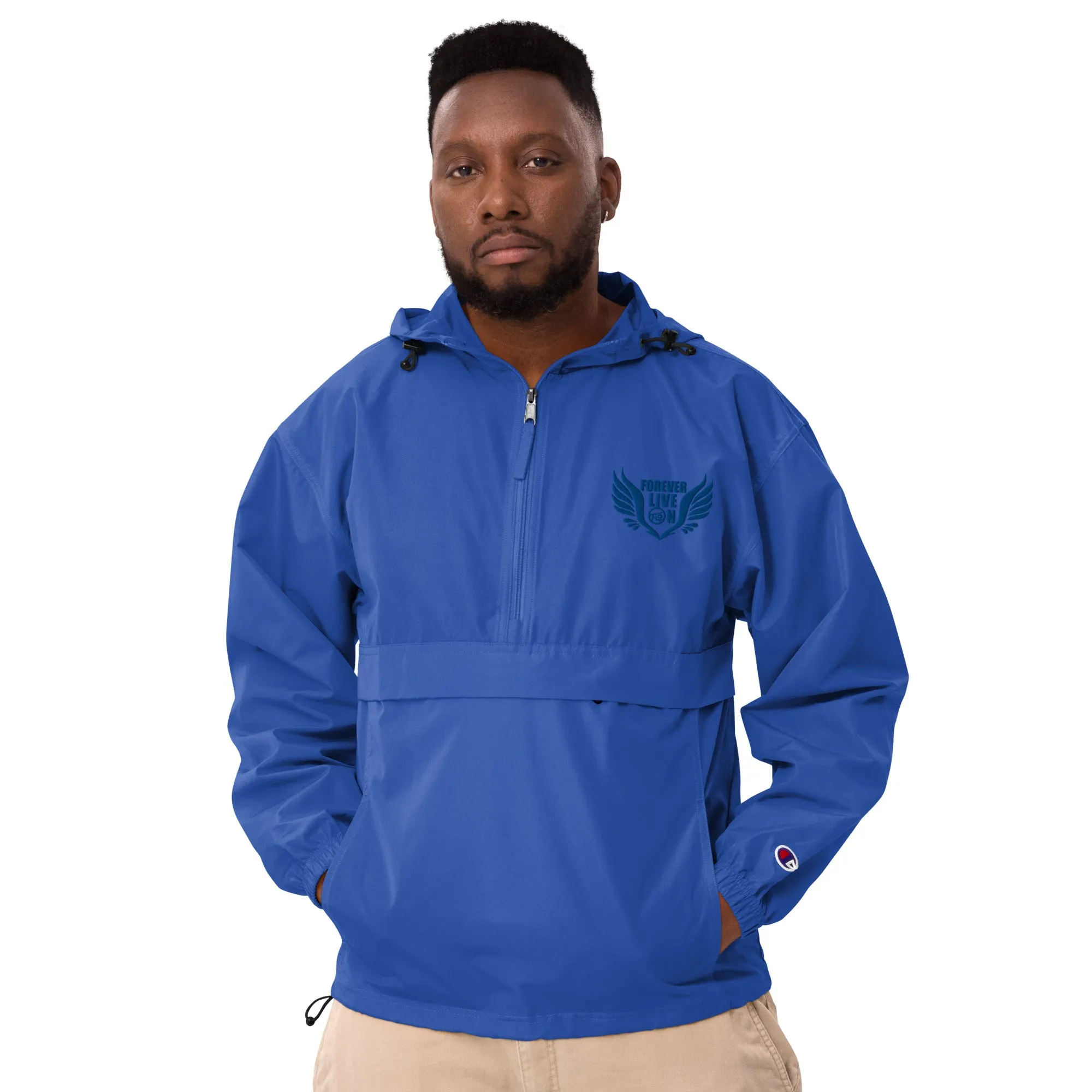 FLO Embroidered Champion Windbreaker Jacket (Royal Blue)