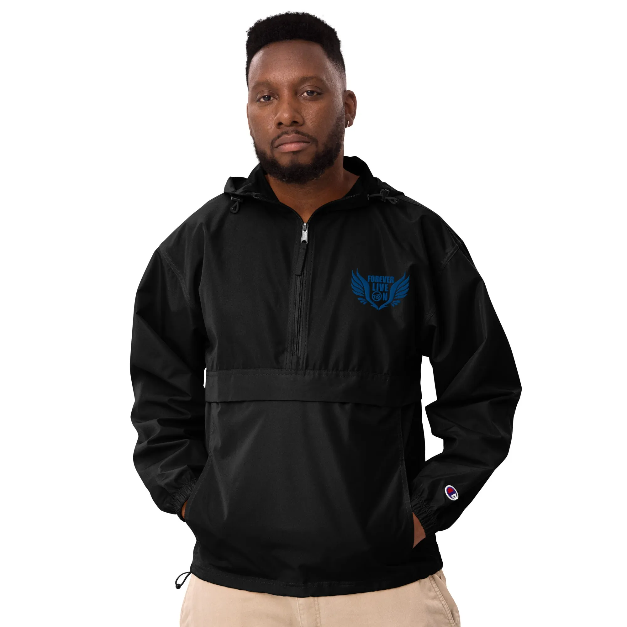 FLO Embroidered Champion Windbreaker Jacket (Royal Blue)
