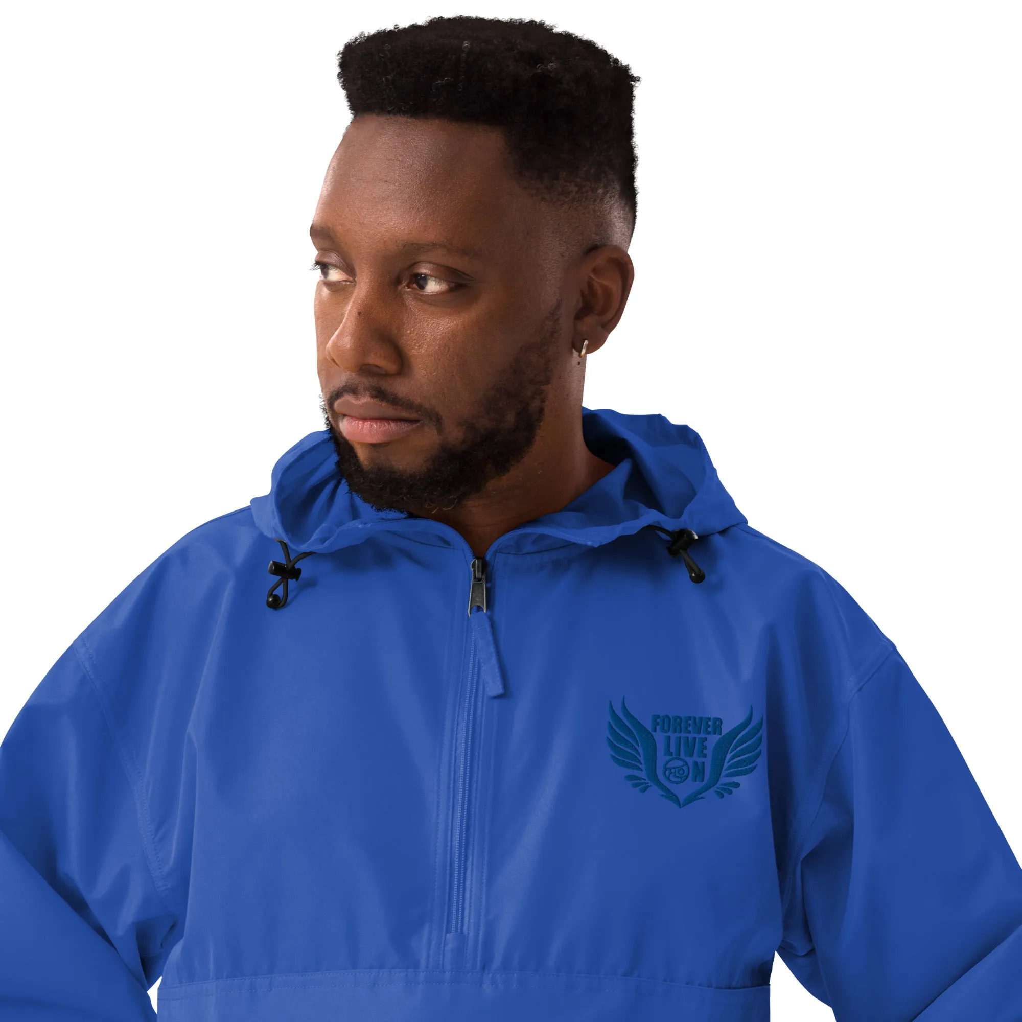 FLO Embroidered Champion Windbreaker Jacket (Royal Blue)