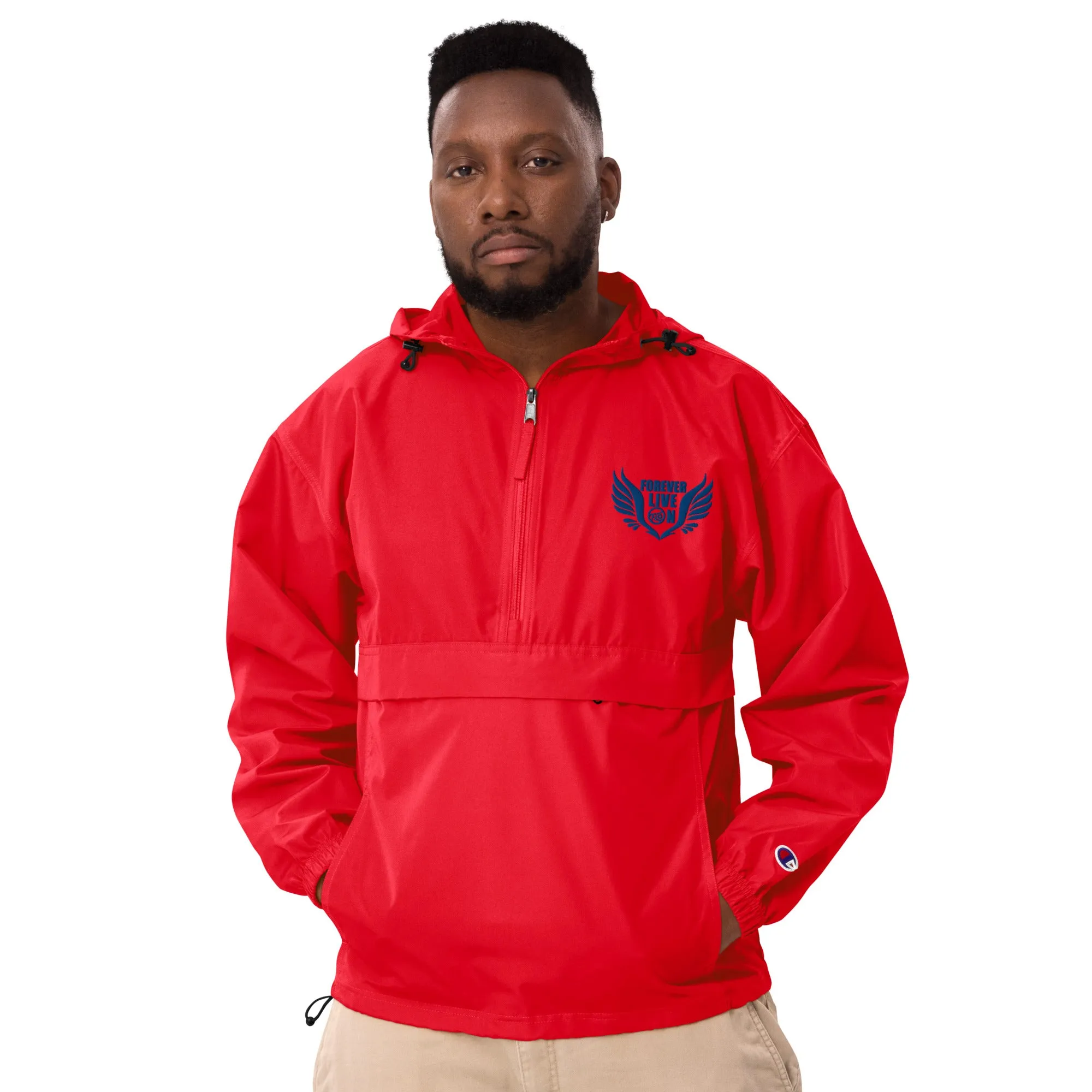 FLO Embroidered Champion Windbreaker Jacket (Royal Blue)