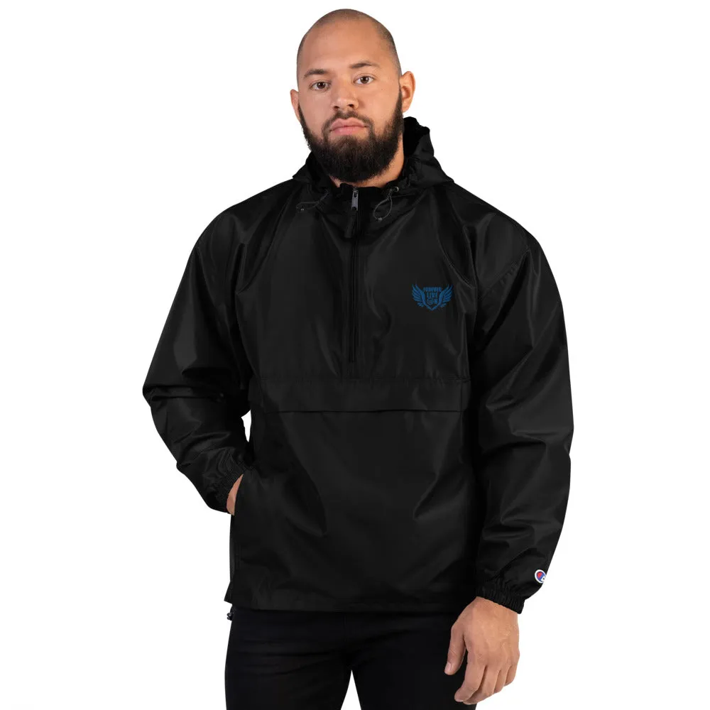 FLO Embroidered Champion Windbreaker Jacket (Royal Blue)