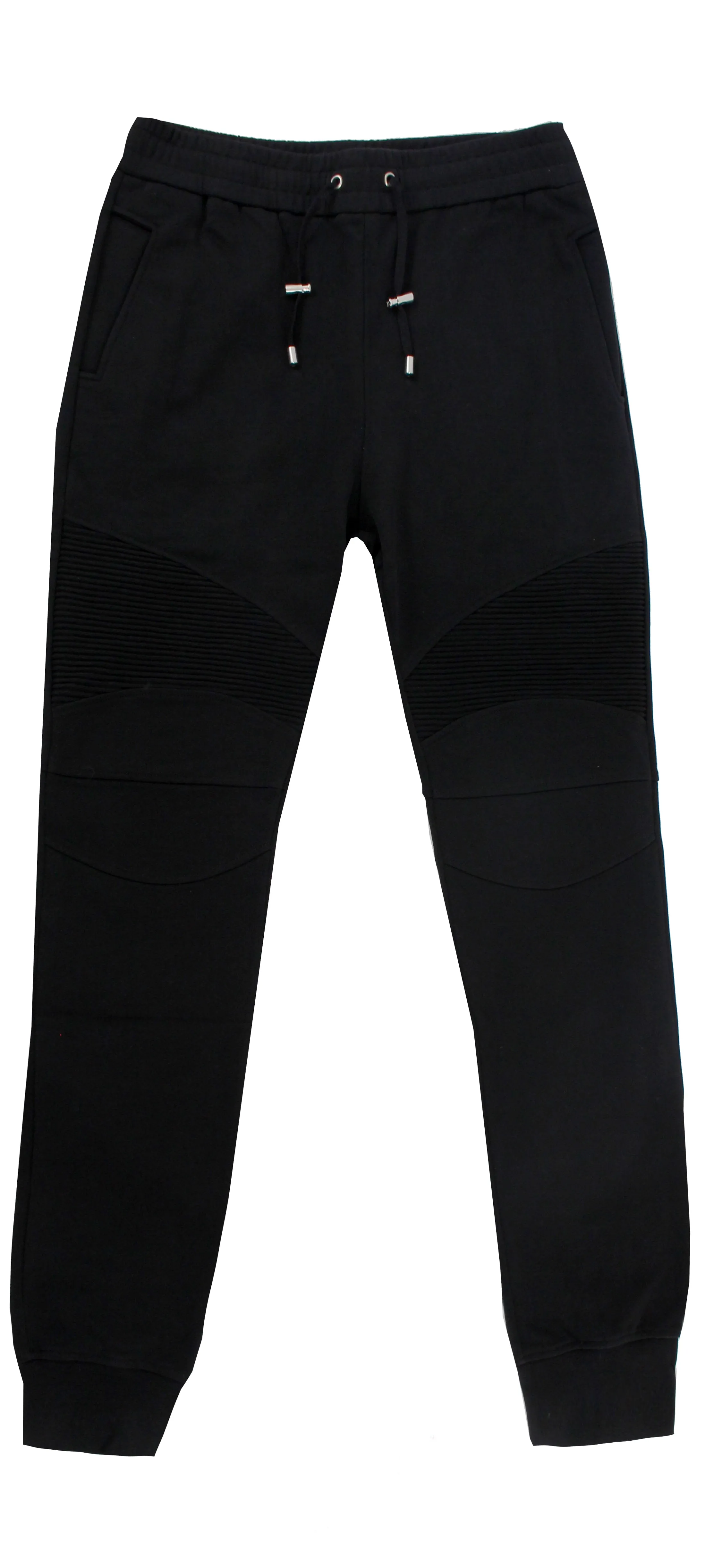 Flocked Ribbed Sweatpants - Black