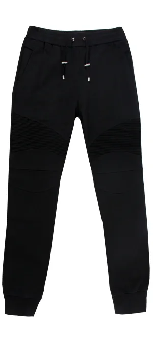 Flocked Ribbed Sweatpants - Black