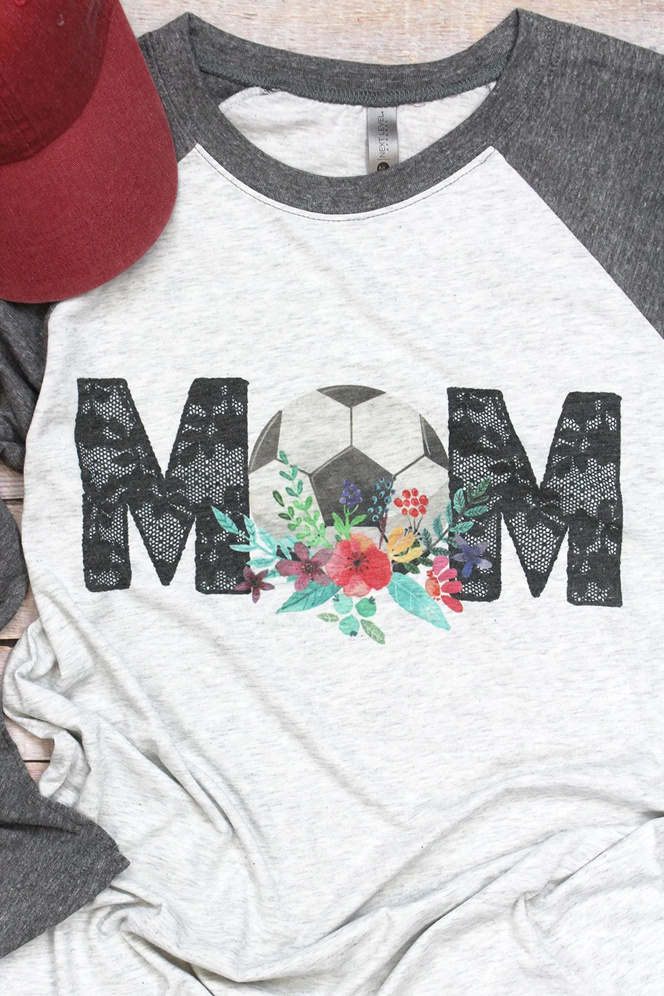 Floral Soccer Mom Tri-Blend Unisex 3/4 Raglan