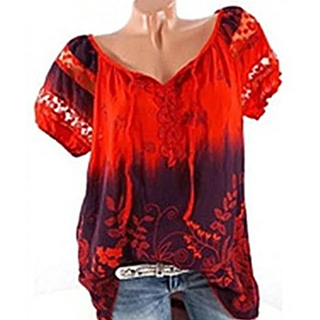 Floral Tie Lace Up Women Blouse