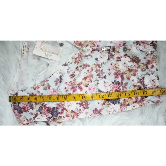 For Love and Lemons Floral Crop Distressed Knit Cardigan Sweater Small Madison