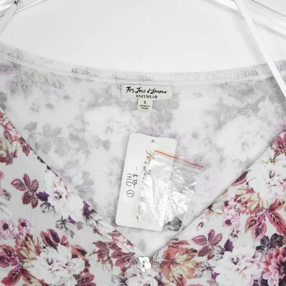 For Love and Lemons Floral Crop Distressed Knit Cardigan Sweater Small Madison
