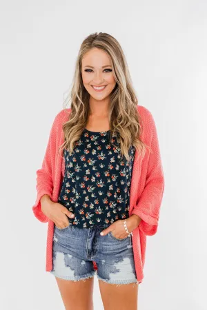 Forever On My Mind Knit Cardigan- Coral