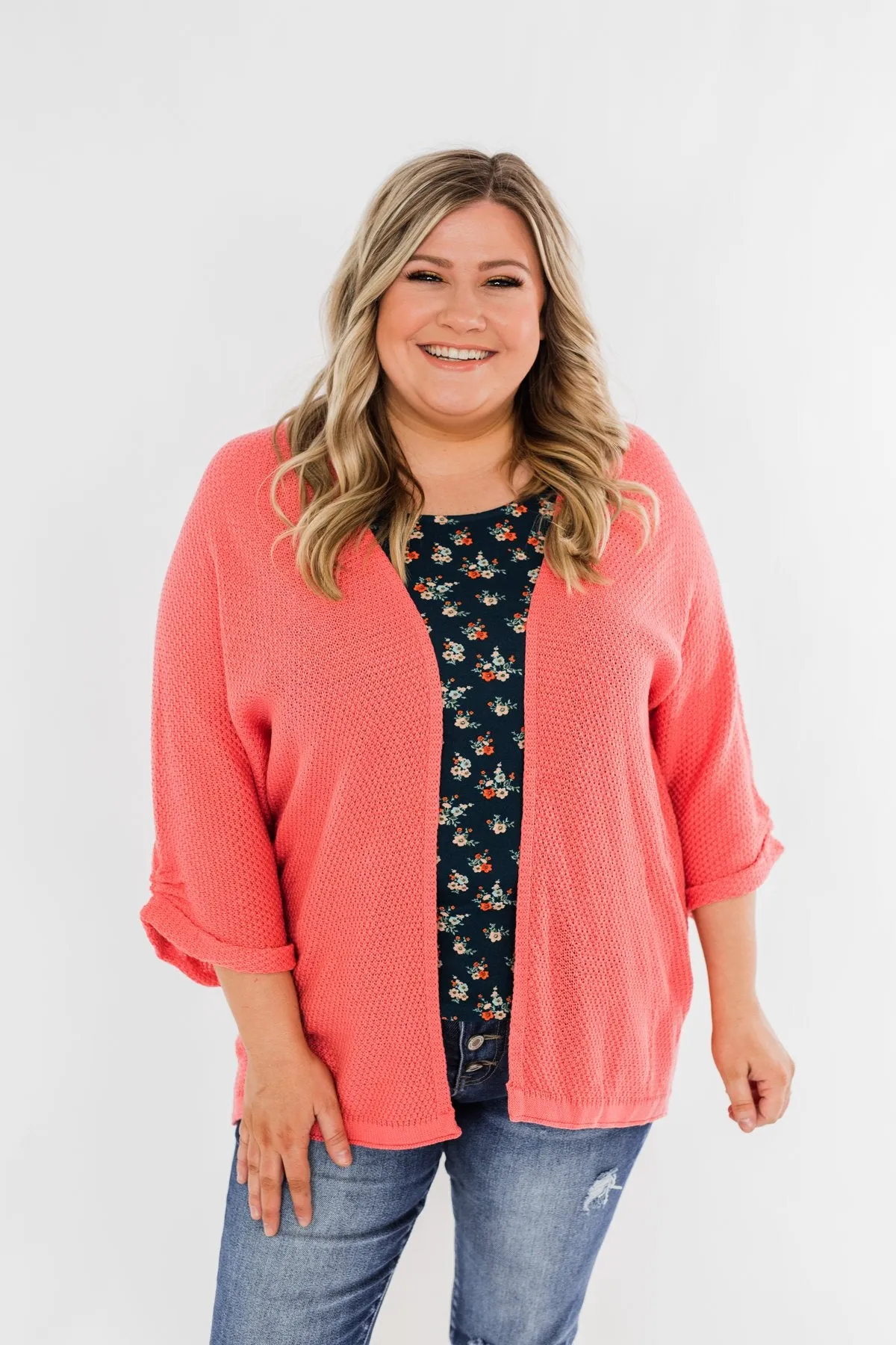 Forever On My Mind Knit Cardigan- Coral