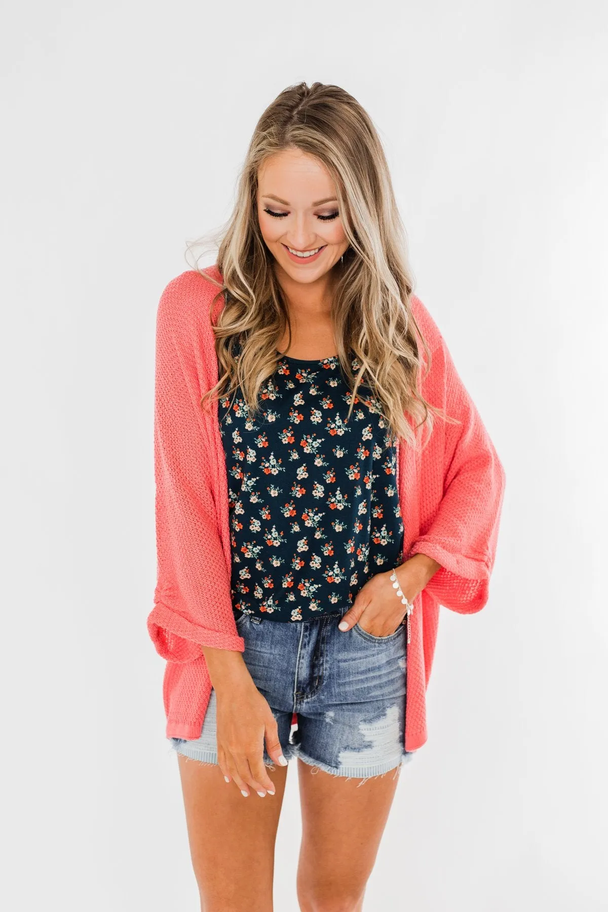 Forever On My Mind Knit Cardigan- Coral