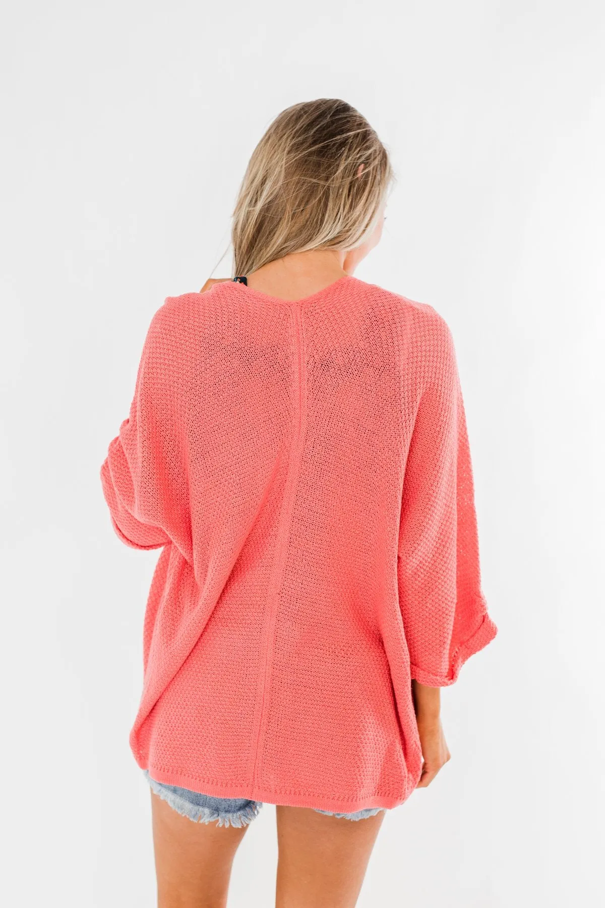 Forever On My Mind Knit Cardigan- Coral
