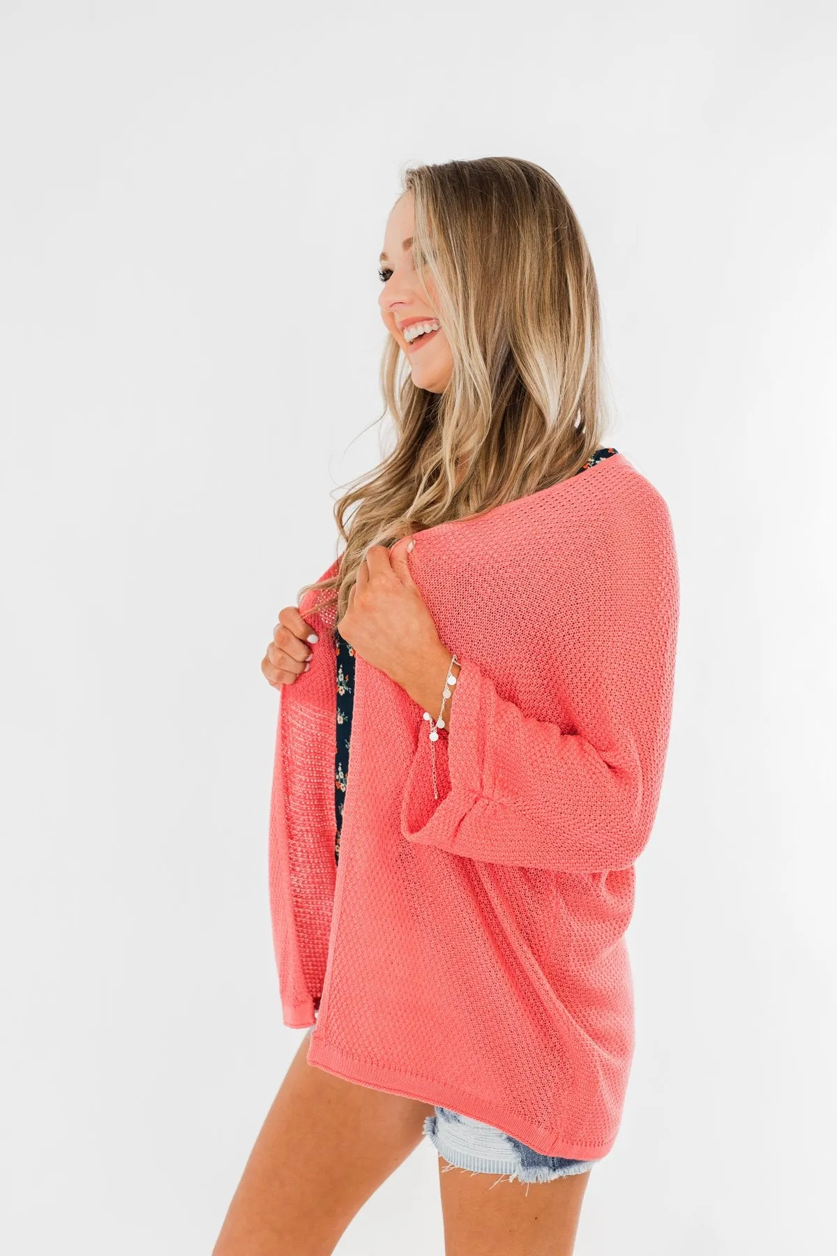 Forever On My Mind Knit Cardigan- Coral