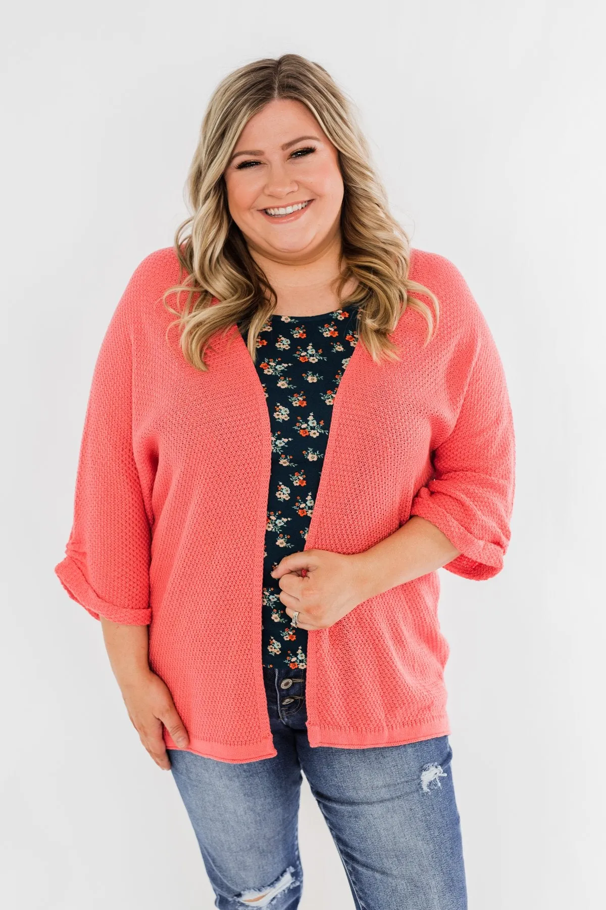 Forever On My Mind Knit Cardigan- Coral