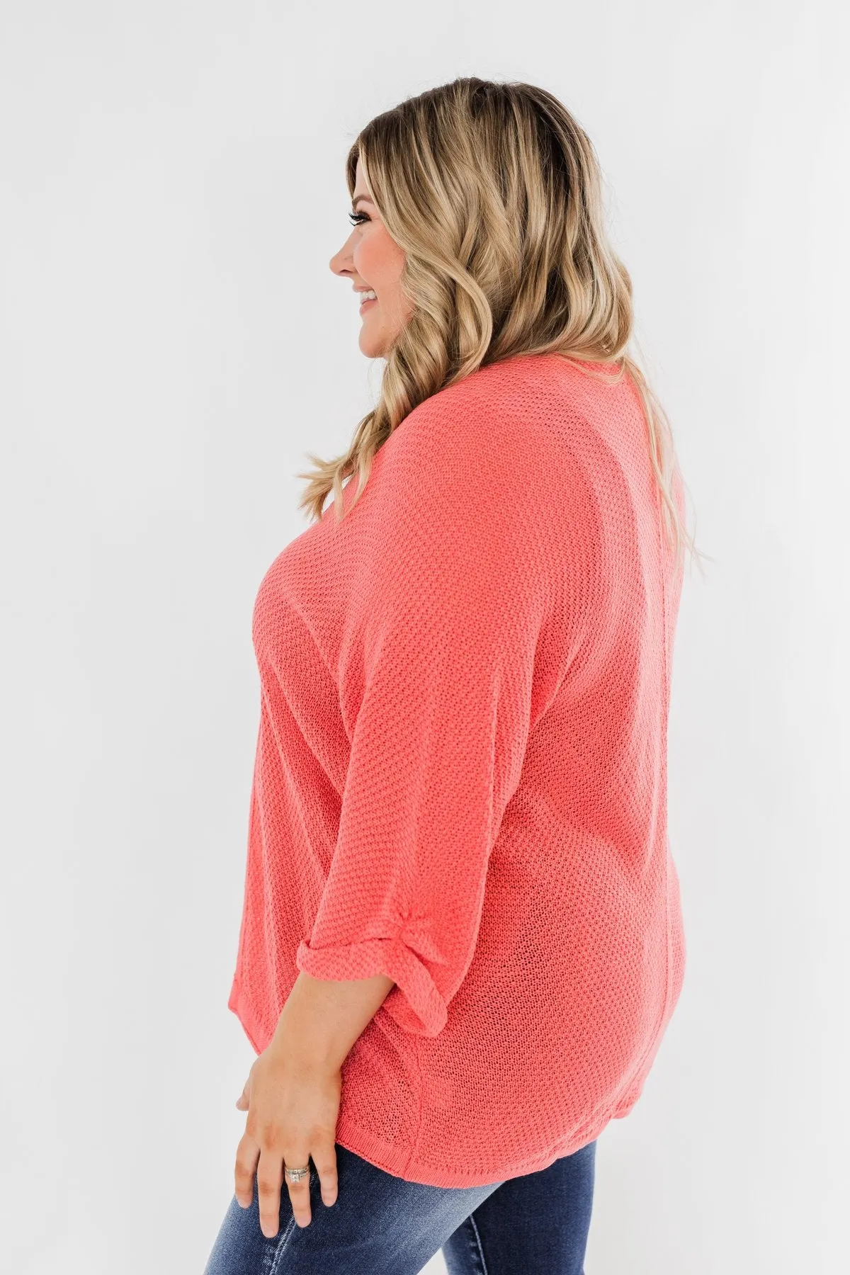 Forever On My Mind Knit Cardigan- Coral