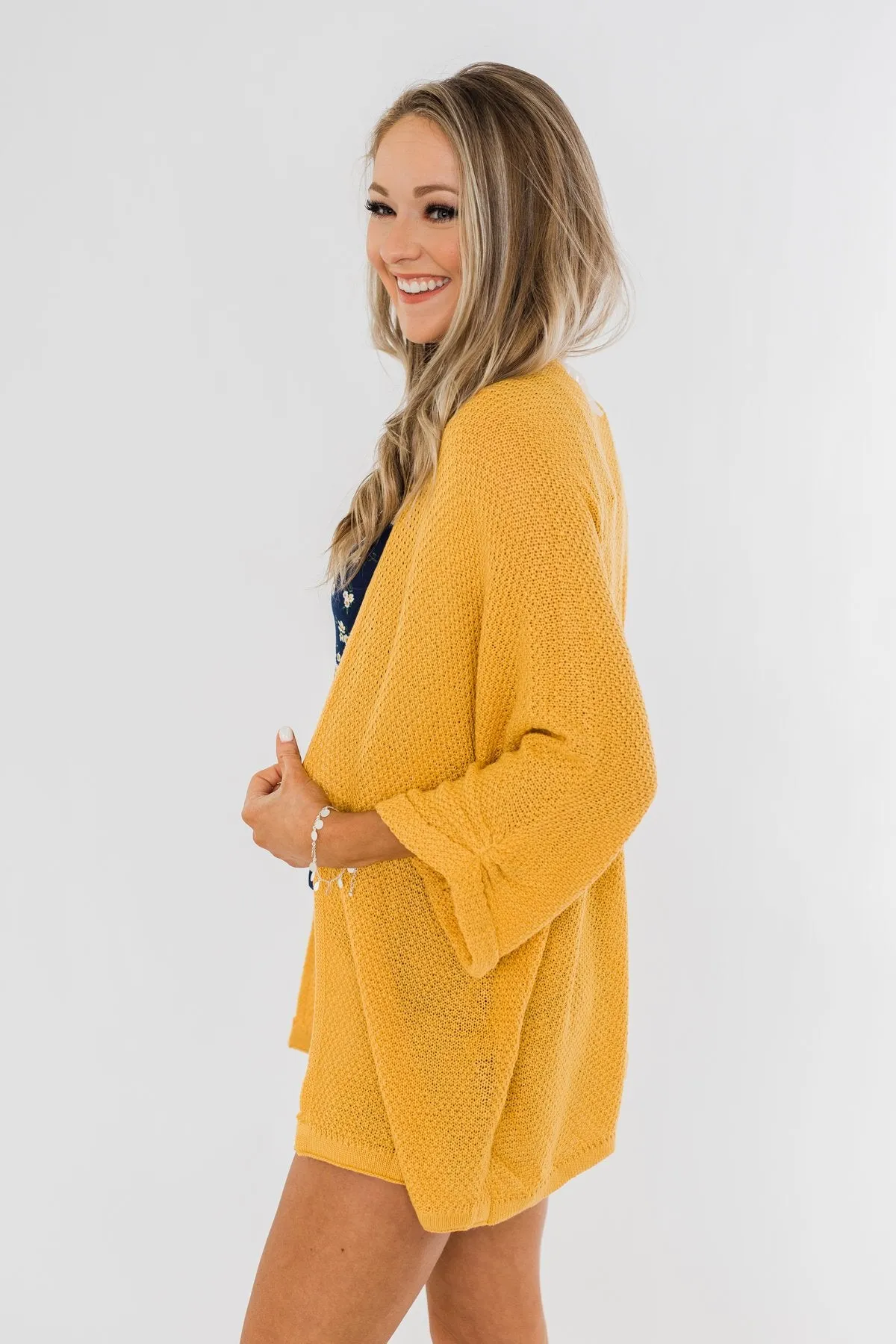 Forever On My Mind Knit Cardigan- Mustard
