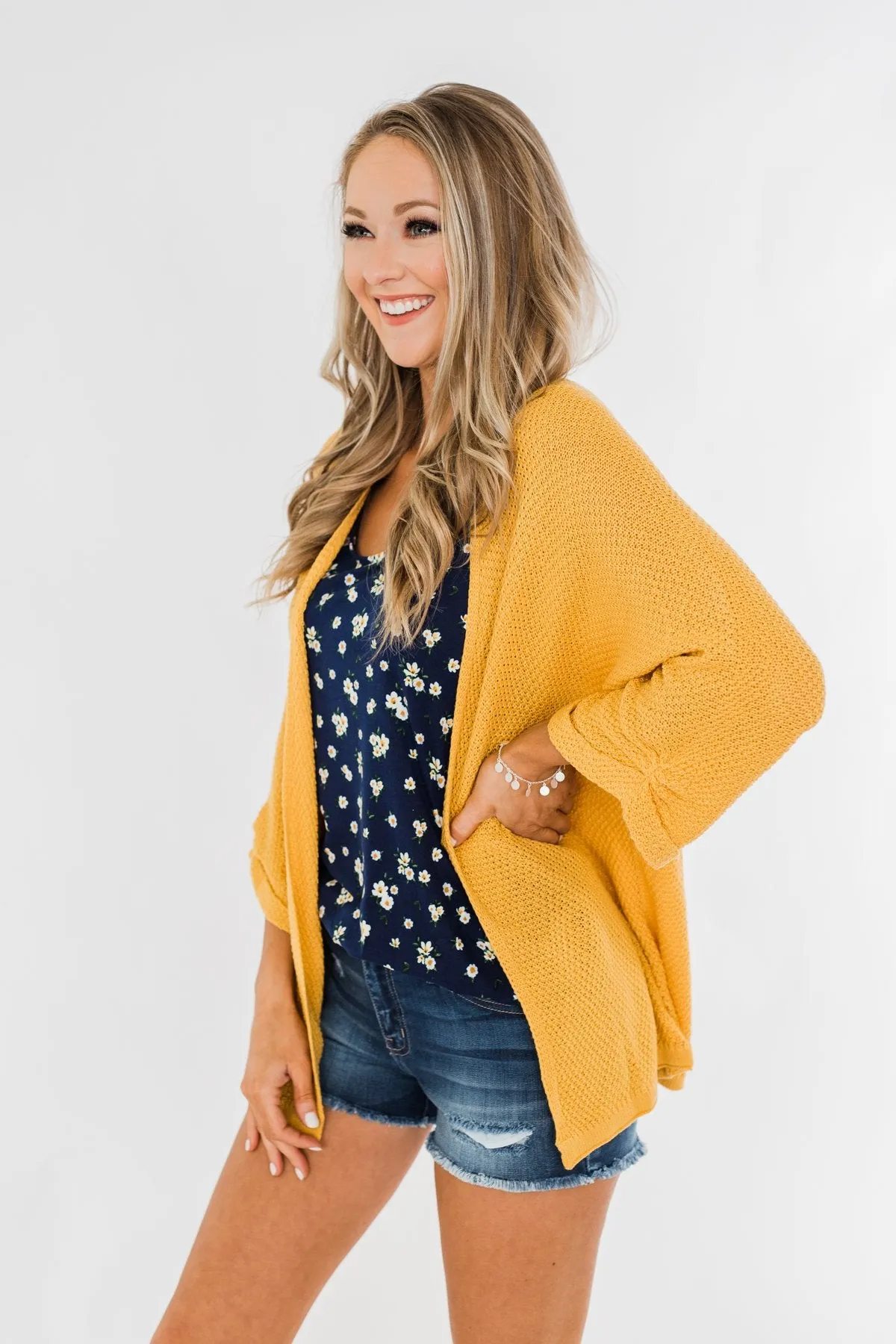 Forever On My Mind Knit Cardigan- Mustard