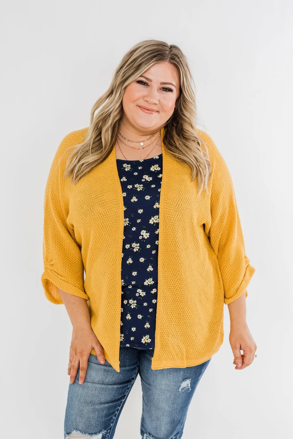 Forever On My Mind Knit Cardigan- Mustard