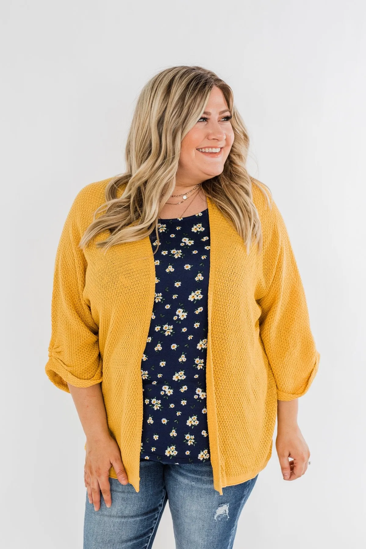 Forever On My Mind Knit Cardigan- Mustard