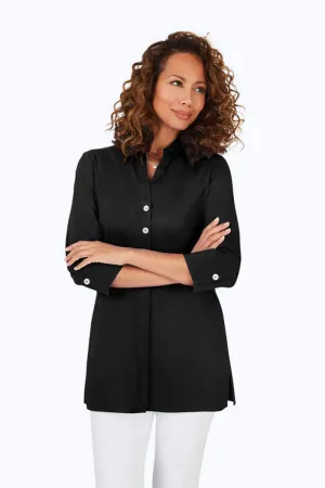 Foxcroft Pamela Stretch Non-Iron Tunic in Black
