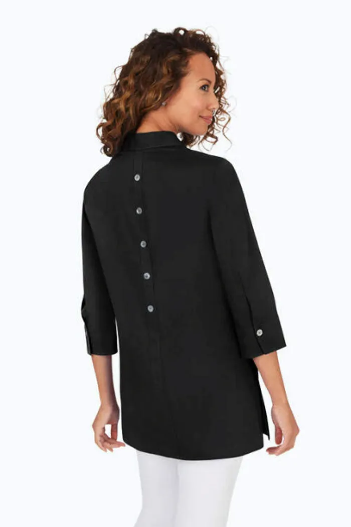 Foxcroft Pamela Stretch Non-Iron Tunic in Black