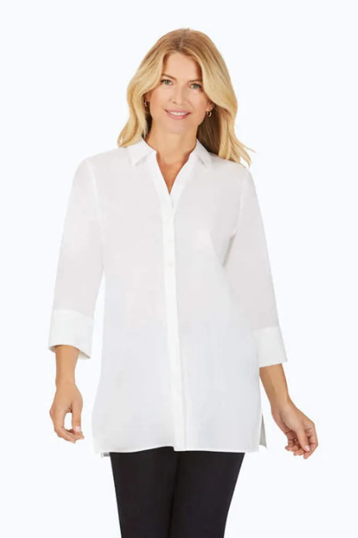 Foxcroft Pamela Stretch Non-Iron Tunic in White