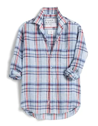 Frank & Eileen - Eileen Relaxed Button Up Shirt - Light Blue Plaid