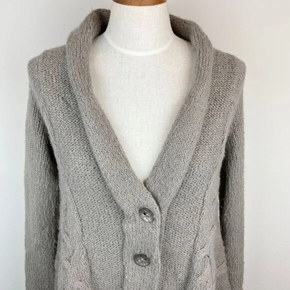 Free People Cable Knit Button Slouchy Cardigan