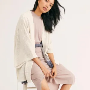Free People Caravan waffle knit cardigan One size