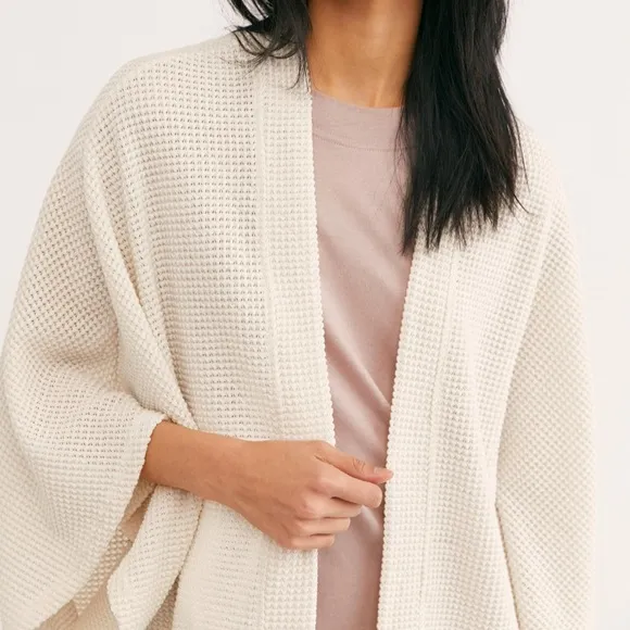 Free People Caravan waffle knit cardigan One size