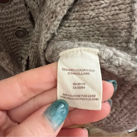 Free People Grey Pointelle Knit Button Down Cardigan XS