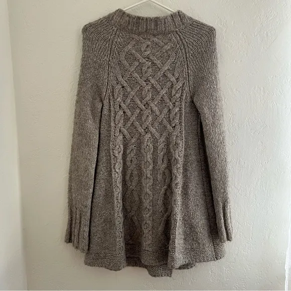 Free People Grey Pointelle Knit Button Down Cardigan XS