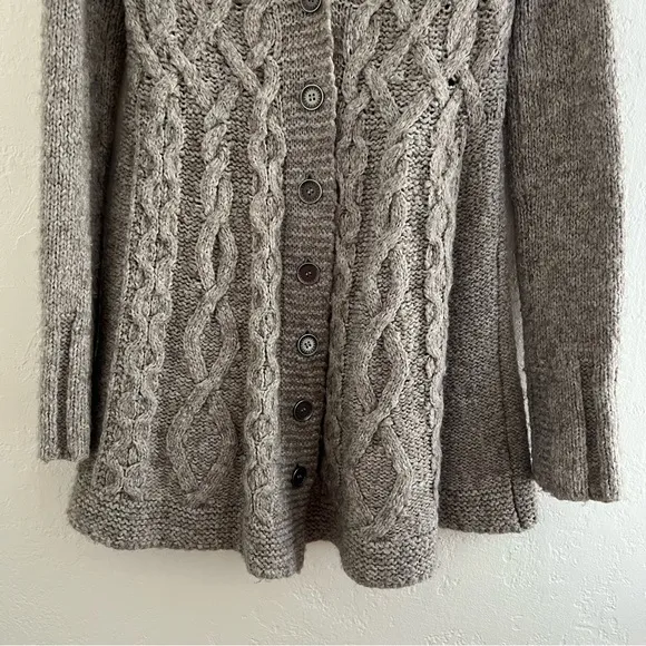 Free People Grey Pointelle Knit Button Down Cardigan XS