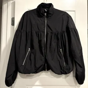 Free People Now or Never Bomber Jacket Womens Medium Black Balloon Windbreaker