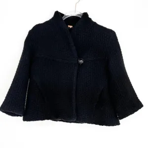 Free People Seed Stitch Lambswool Cape Cardigan Jacket Small 3/4 Sleeves