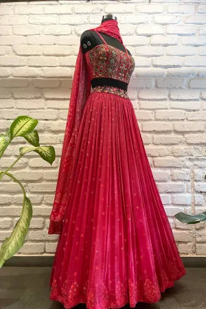 Fresh Pink Threadwork Lehenga