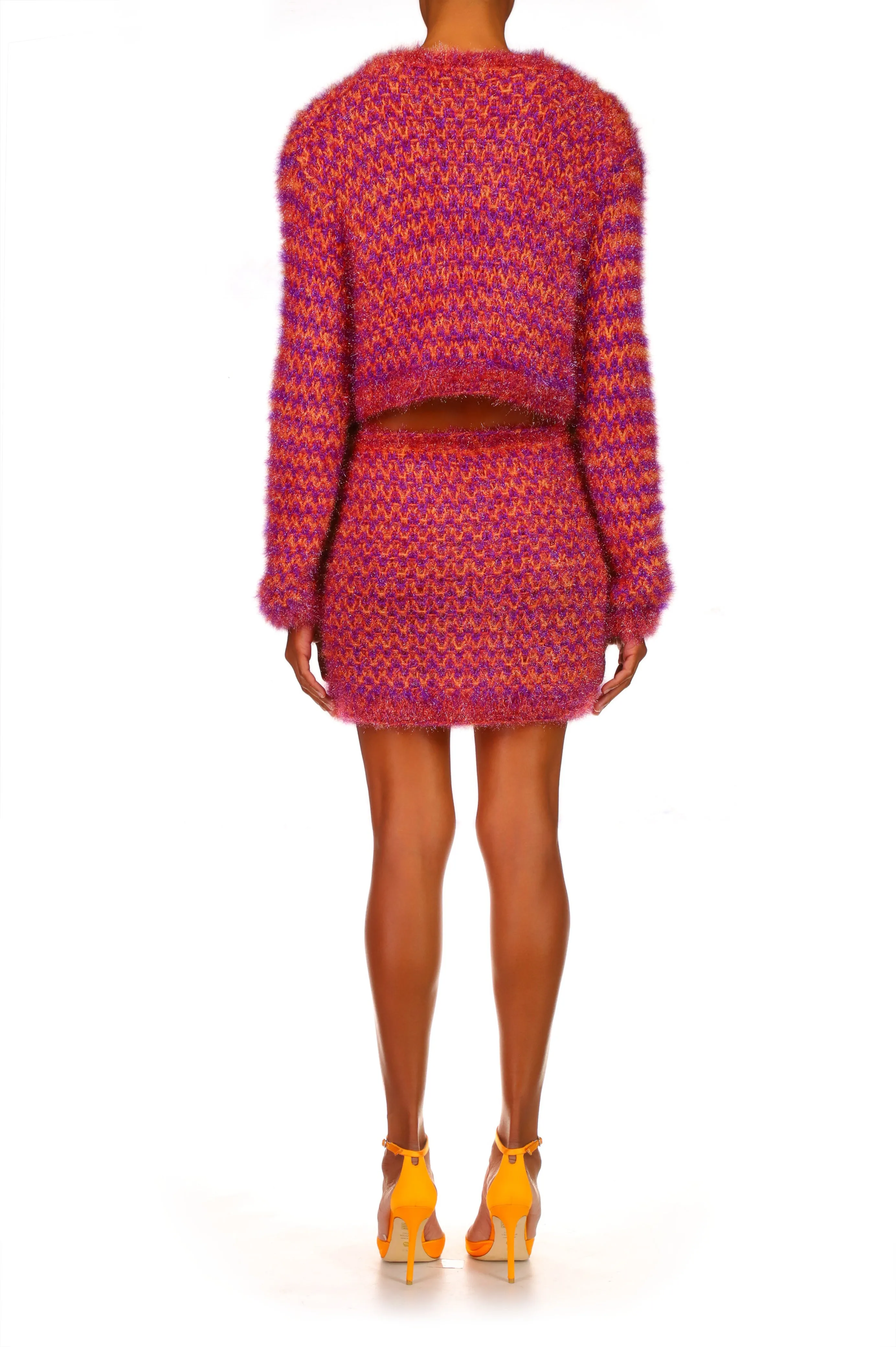 Fuchsia And Orange Hand Knit Strapless Top