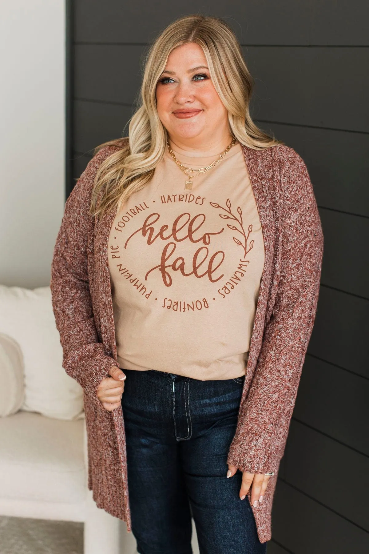 Fulfill Your Promise Knit Cardigan- Dark Rust