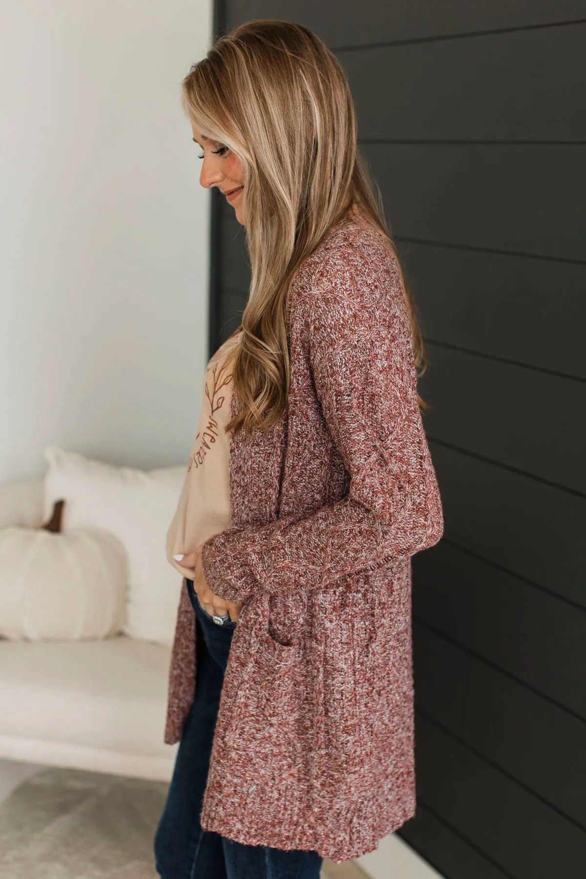 Fulfill Your Promise Knit Cardigan- Dark Rust