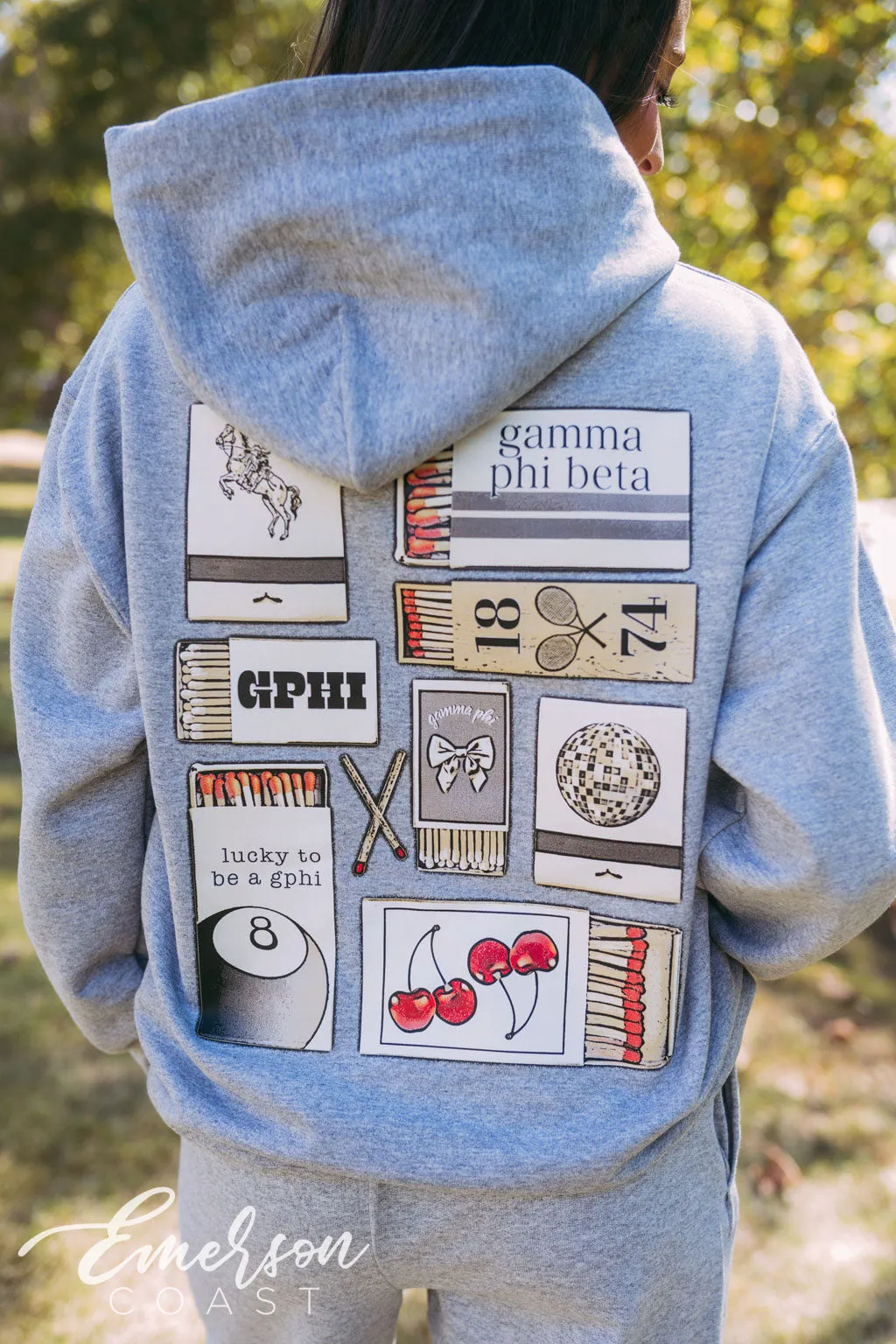 Gamma Phi Beta Lucky Match Box Hoodie Sweatpants Set