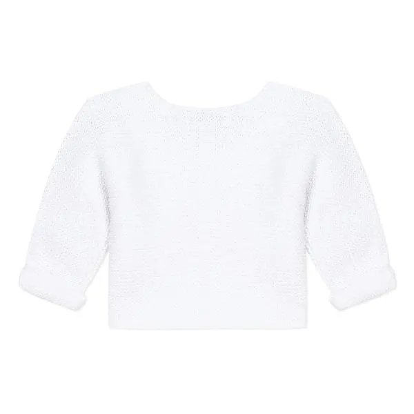 Garter Knit White Cardigan