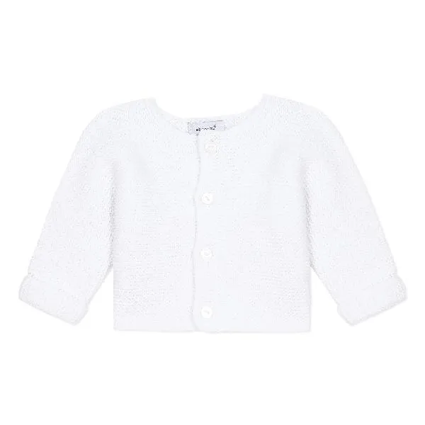 Garter Knit White Cardigan